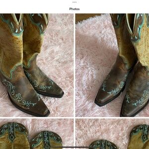 Sterling River boots, 7.5 Medium, Brown with Turquoise swirl